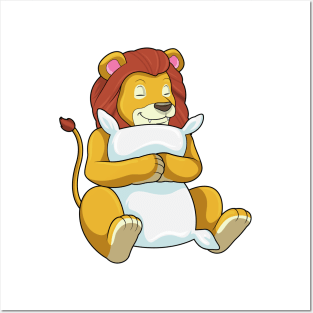 Lion at Sleeping with Pillow Posters and Art